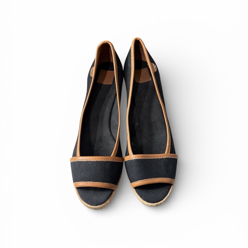 Tory Burch Black and Tan Espadrilles size 39.5 US 9 EUC
